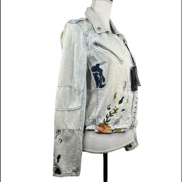 BLANKNYC Embroidered Floral Design & Studded Denim Jean Jacket - Picture 2 of 12